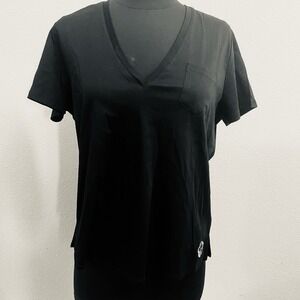 TED BAKER  Wpmen's Black Easy Fit V Neck T-Shirt  Size 2 (Small) NEW Hi Low Hem
